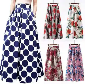 Nueva falda de primavera y otoño para mujer, ropa de Europa y América, falda larga Retro de lunares, venta al por mayor
