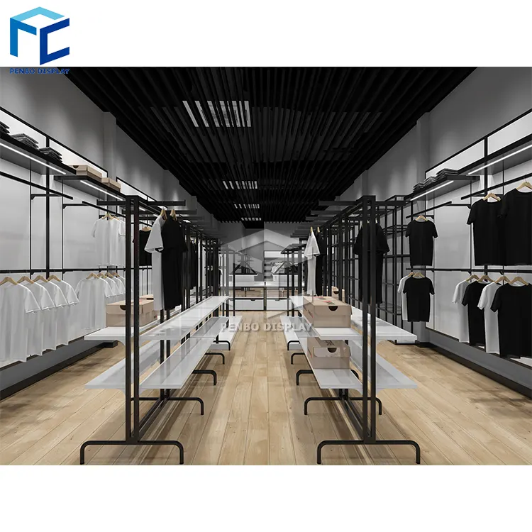 Lady Clothing Garment Shop Display Custom Ladies Clothes Rack Furniture for Garment Store