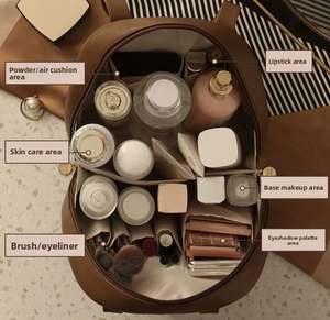 Sac de toilette portable en PU pour voyage, fermeture éclair, cosmétiques, rouge à lèvres, sac de rangement pour maquillage imperméable, sac de rangement pour maquillage - Product Image 4