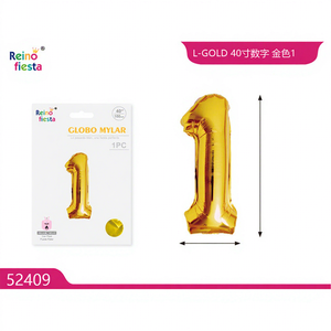 Globo Metalizado Número 1 Dorado de 40 Pulgadas, Marca Peiyong, Modelo 52409, para Celebraciones, Eventos, Día de la Madre, Graduación, Año Nuevo Chino - Product Image 1
