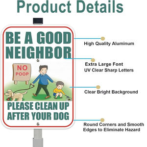 Señal de advertencia de aluminio reflectante sin caca con estaca, "Sé un buen vecino" para césped al aire libre, jardín y comunidad - Product Image 2