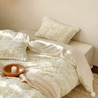 Set Sprei Kasur Motif Daun Ginkgo Tema Botani Jacquard Burnout Bulu Kelinci Imitasi untuk Musim Dingin