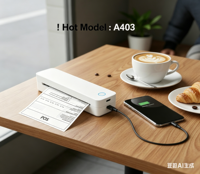 Impresora de Papel A4 sin Tinta A403, Mini Impresora Térmica Portátil para Tatuajes, Máquina de Impresión de Fotos Inalámbrica para Usuarios de Android e IOS