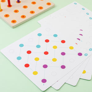 Puzzle éducatif en bois pour bébé, jouet <span class=keywords><strong>de</strong></span> Coordination œil-main, planche d'enfilage avec 10 cartes, jouet préscolaire pour enfants - Product Image 5