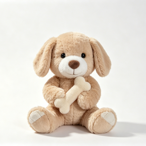 Peluche de perro personalizado con hueso, juguete de peluche de cachorro, peluche de perro con orejas caídas, peluche de cachorro marrón - Product Image 1