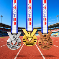 Médaille Sportive Personnalisée Directement de l'Usine, en Alliage de Zinc, Relief 3D Creux, Ensemble Or Argent Bronze, Récompense de Succès pour Tournoi