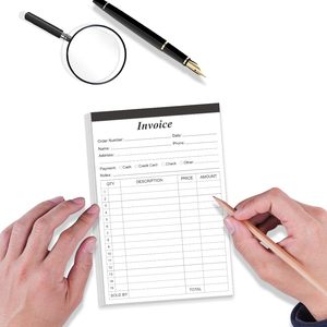 Carnet de factures autocopiantes personnalisé à 2 feuillets avec couverture enveloppante pour les entreprises de vente au détail et de services, vente en gros B2B - Product Image 6