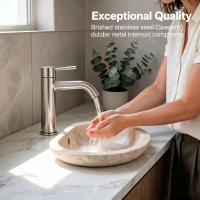 Robinet de lavabo moderne monotrou en acier inoxydable à capteur sans contact, haut, pour salle de bain, en céramique, directement du fabricant