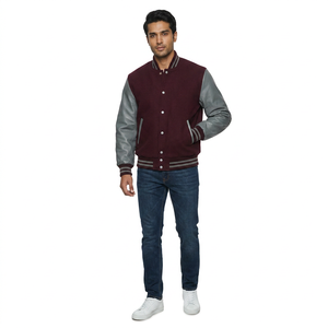 Chaqueta Varsity de Lona Personalizada para Hombre, 100% Algodón, Invierno, Unisex, con Cuello Alto, Logotipo Frontal, Resistente al Viento y Transpirable, Estilo Urbano - Product Image 1