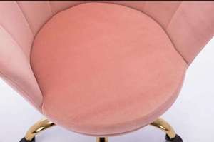 Silla de <span class=keywords><strong>Oficina</strong></span> Giratoria de Terciopelo <span class=keywords><strong>Rosa</strong></span>, con Ruedas Doradas, Popular como Silla de Maquillaje, Directo de Fábrica - Product Image 5