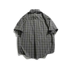 Novedad de verano para <span class=keywords><strong>hombre</strong></span>, camisa informal de manga corta a cuadros con cuello polo a la moda versátil de estilo japonés - Product Image 2