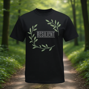 T-shirt résistant à motif branche d'olivier, noir, col rond, unisexe, pour adulte, vêtement promotionnel - Product Image 3