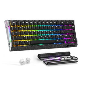 Teclado con interruptores magnéticos ATTACK SHARK R68HE, tiempo de respuesta rápido de 0.005 mm, 8KHz, RGB, fibra de carbono, cableado, para juegos FPS - Product Image 1