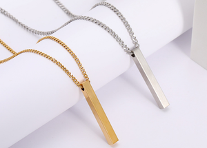 Kalung Batang Vertikal Personalisasi Pria Wanita Baja Anti Karat Lapis Emas 18K Perhiasan Kustom Liontin Batang untuk Hadiah - Product Image 3