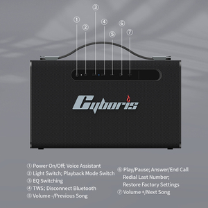 Caixa de Som Portátil Bluetooth 100W, Alto-falante Sem Fio à Prova d'Água IPX6 com Subwoofer e Suporte para Cartão TF, AUX, TWS - Product Image 2