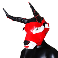 BDSM Bondage Cuir Métal Capuche de vache intégrale pour la tête Jouet sexuel Bondage pour couples Noir Rouge Étanche Jeu SM
