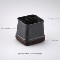 Protège-pieds carrés en silicone et feutre pour meubles, patins antidérapants et anti-rayures pour chaises et tables, idéaux pour les sols en bois dur