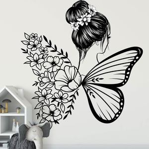Decorazione domestica fiore farfalla adesivi <span class=keywords><strong>murali</strong></span> per ragazze <span class=keywords><strong>foto</strong></span> camera da letto - Product Image 4