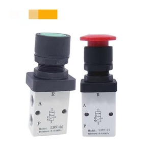 Válvula Neumática de Acción Directa con Botón Pulsador Tipo Hongo Serie S3PM G1/8, Válvula Mecánica de Aluminio - Product Image 4