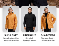 Veste 3-en-1 imperméable, coupe-vent et chaude avec fermeture éclair pour la randonnée, le camping, l'alpinisme et les sports d'hiver