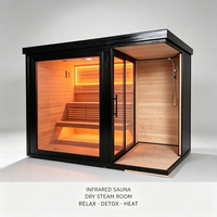 Salle de sauna moderne en bois, sèche et humide, avec fonction vapeur et infrarouge lointain, pour villas