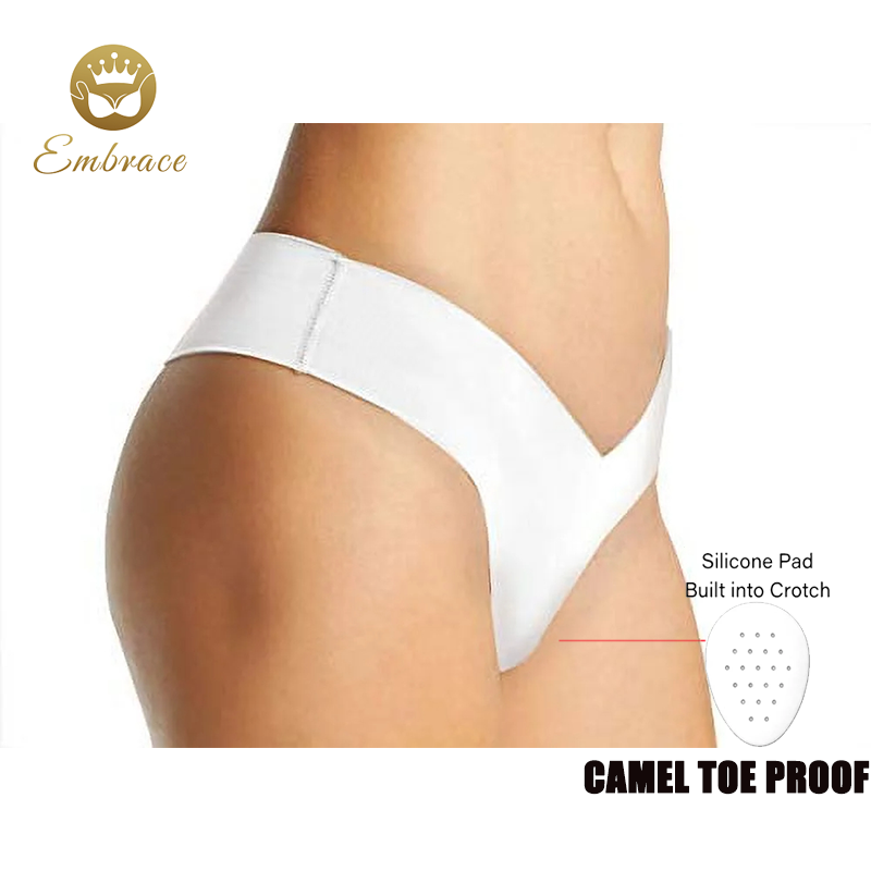 Embrace Sports and Fitness Underwear Women's Panties With Low Waist V Shape Seamless Camel Toe Cover Thong with Pad