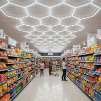 Luminaire modulaire DIY pour centre commercial, système de plafond en grille à haute luminosité, lumière LED hexagonale