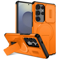 Coque de protection magnétique avec béquille et cache-objectif coulissant pour Samsung Galaxy S25 S26 Ultra Plus S24 FE