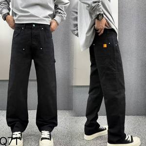 Jeans Estilo <span class=keywords><strong>Carhartt</strong></span> Japonés para Hombre y Mujer, Corte Holgado Informal, Pierna Recta, Cintura Media, Tela Denim Lavada con Técnicas Especiales - Product Image 2