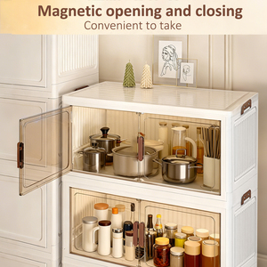 <strong>Large</strong> capacity <strong>Storage</strong> Cabinet Transparent Door <strong>Plastic</strong> <strong>Storage</strong> Cabinet <strong>Storage</strong> <strong>Container</strong> Kitchen Folding Cabinet - Product Image 4