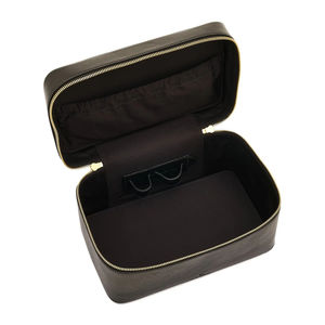 Bolsa de Maquillaje de Cuero Negro Personalizada Royal Fair con Cierre Dorado, Bolsa de Cosméticos de Viaje de Lujo con Logotipo <span class=keywords><strong>para</strong></span> Viajes de Negocios - Product Image 2