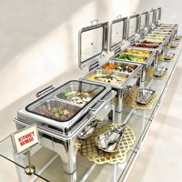 Plat à réchaud de luxe en acier inoxydable de 9 L, alimenté à l'alcool, finition argentée, pour buffets d'hôtel et événements de restauration