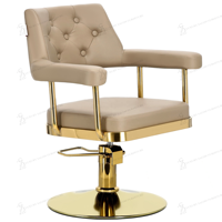 Fauteuil de coiffure de luxe doré, fauteuil de barbier, ensemble de mobilier de salon de coiffure, fauteuil de coiffure, lit de lavage en céramique, station de salon marron