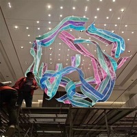 Grand lustre moderne en verre LED pour la maison et le hall d'hôtel, lampe suspendue créative avec télécommande, éclairage décoratif