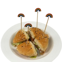 RainbowDecorBamboo Piques à fruits jetables écologiques polies pour cocktails et barbecues