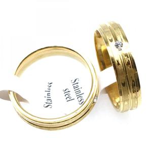 남성 스테인레스 스틸 링 라인 석 반지 남여 공용 패션 보석 황금 8mm 36PC/상자 - Product Image 2
