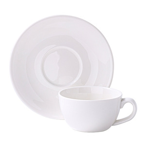 Juego de Taza y Platillo de Cerámica Blanca Pura, Diseño Minimalista, Asa Redonda, Porcelana, para Oficina, Hotel, Regalo - Product Image 3