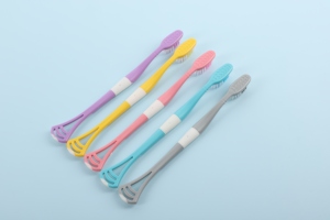 Soins bucco-dentaires multifonctionnel <span class=keywords><strong>moins</strong></span> <span class=keywords><strong>cher</strong></span> en silicone coloré langue <span class=keywords><strong>dentaire</strong></span> revêtement nettoyant grattoir avec brosse à dents - Product Image 4