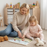 Rompecabezas de Madera con Diseño de Animales, Electrónico con Efectos de Sonido, Juguete Educativo de Cognición para Niños