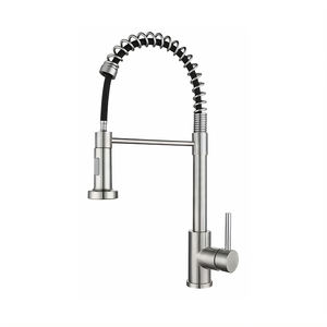 Grifos mezcladores flexibles en frío y caliente, grifo de agua para fregadero, grifos de cocina de resorte extraíbles de acero inoxidable negro con rociador extraíble - Product Image 2