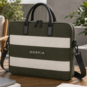 Wholesale Custom men Business Briefcase Laptop <b>Bag</b> Striped Fabric Handbag Large Capacity Office Work Shoulder <b>Bag</b> with PU Handle - Product Image 2