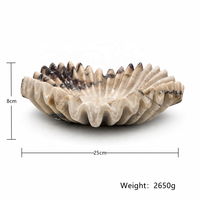 Bol à fruits cannelé en marbre Calacatta Viola WeiVibe 250 mm finition mate pour centre de table