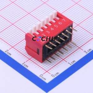 DPL-07RP DIP Switch Through hole Component (THT) Switch Piano Key Single Pole Single Throw 7 PC Pin - Product Image 1