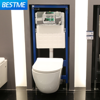 WC suspendu en céramique blanche avec réservoir d'eau en fer de forme ovale, ensemble de toilettes OEM
