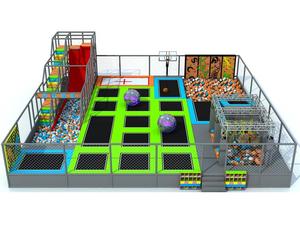 Equipo de Parque de Trampolines Personalizado Mingte MT-BC981 de Acero y PVC de Bajo Costo 2026 con Pared de Araña y Airbag - Product Image 1