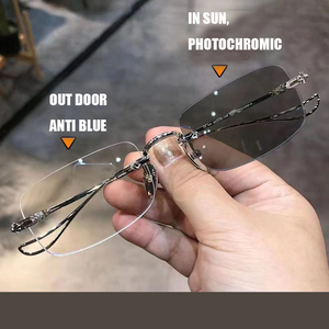 フォトクロミックリムレスアイウェアグラス超軽量、近視メガネアンチブルー - Product Image 3