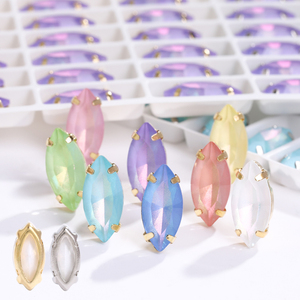 Xichuan Navette a forma di Aurora moka Strass pietre di cristallo con artiglio di rame cavo cucire su accessori fai <span class=keywords><strong>da</strong></span> te - Product Image 1