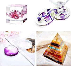 Juego de 2 moldes de silicona para epoxi con formas de bola, cubo, pirámide y piedra de cristal para colgantes - Herramientas ecológicas de grado alimenticio para repostería - Product Image 3