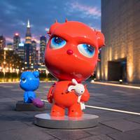 Statues de jardin personnalisées en fibre de verre, sculpture d'ours épineux en fibre de verre rouge, mascotte d'art urbain en PRV