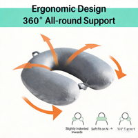Coussin de soutien cervical en mousse à mémoire de forme en forme de U avec design rafraîchissant et doux, logo personnalisable, pour les voyages et le bureau